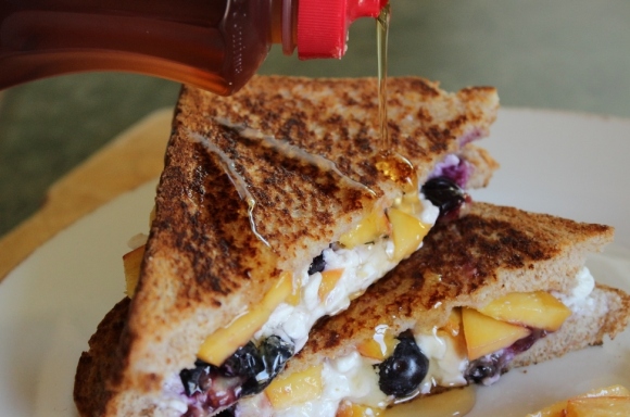 Peach & Blueberry Grilled Cheese Sandwich