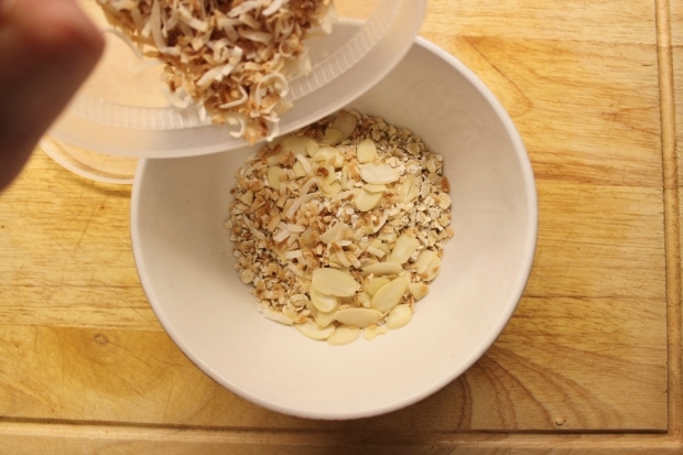 Add sweetened toasted coconut to morning oatmeal